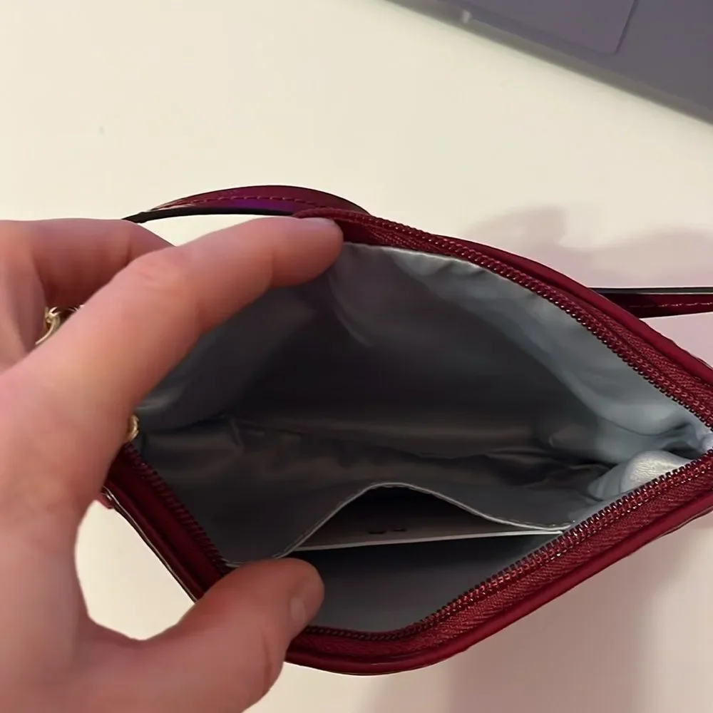 Coach Ashley Vintage Y2K Satin Burgundy Wristlet Red Pleated Clutch Bag Glam New - Picture 6 of 10